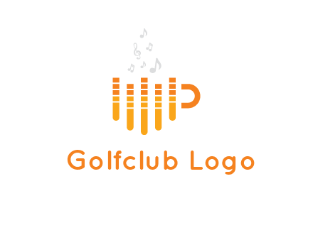 music bars forming coffee cup with notes logo