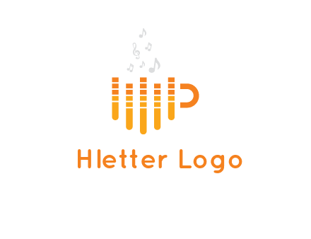 music bars forming coffee cup with notes logo