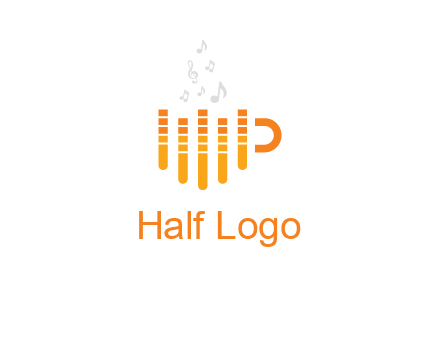 music bars forming coffee cup with notes logo