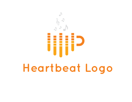 music bars forming coffee cup with notes logo