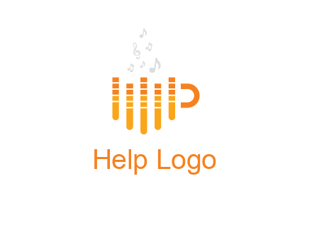 music bars forming coffee cup with notes logo
