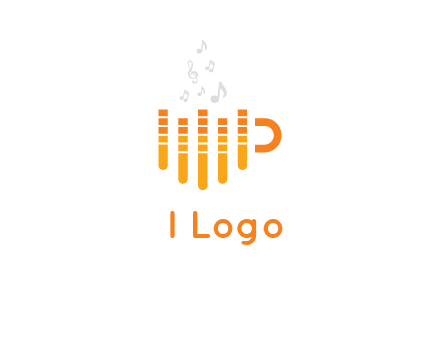 music bars forming coffee cup with notes logo