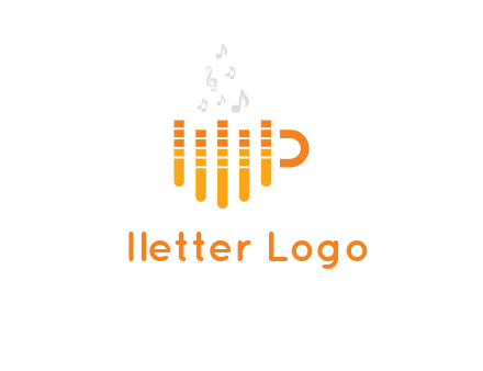 music bars forming coffee cup with notes logo