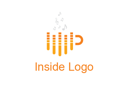 music bars forming coffee cup with notes logo