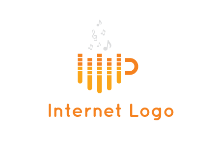 music bars forming coffee cup with notes logo