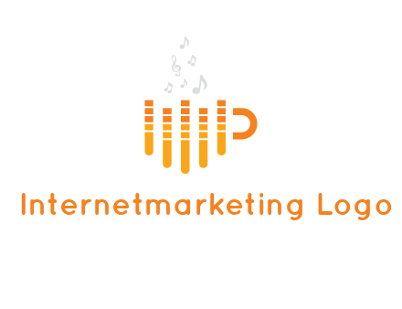 music bars forming coffee cup with notes logo