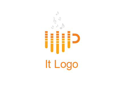 music bars forming coffee cup with notes logo