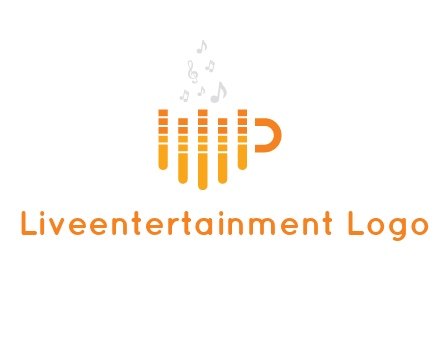 music bars forming coffee cup with notes logo