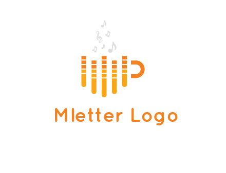 music bars forming coffee cup with notes logo