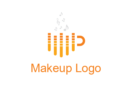 music bars forming coffee cup with notes logo