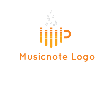 music bars forming coffee cup with notes logo