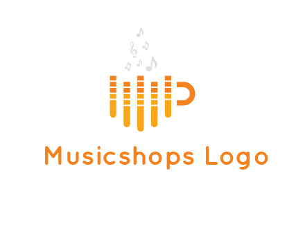 music bars forming coffee cup with notes logo