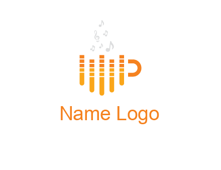 music bars forming coffee cup with notes logo