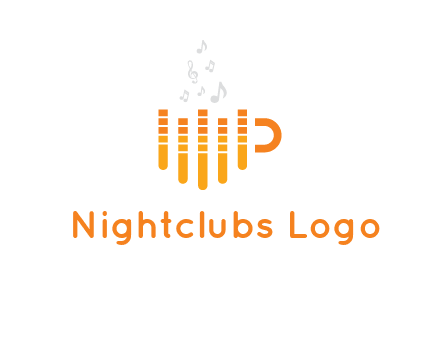 music bars forming coffee cup with notes logo