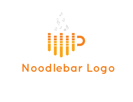 music bars forming coffee cup with notes logo