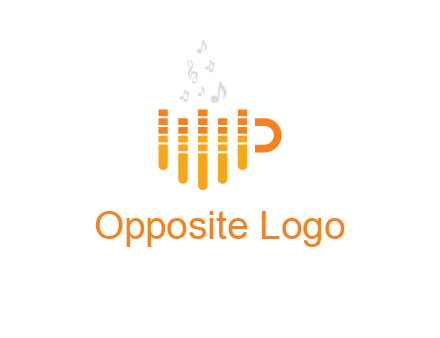 music bars forming coffee cup with notes logo