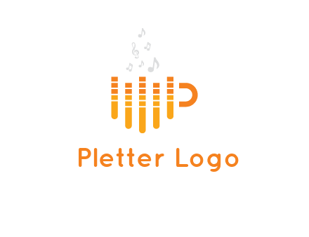 music bars forming coffee cup with notes logo
