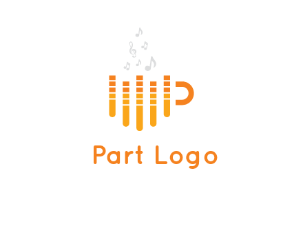 music bars forming coffee cup with notes logo