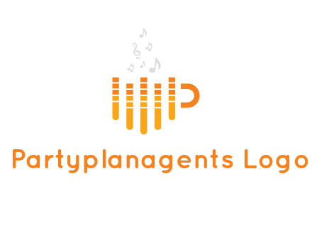 music bars forming coffee cup with notes logo
