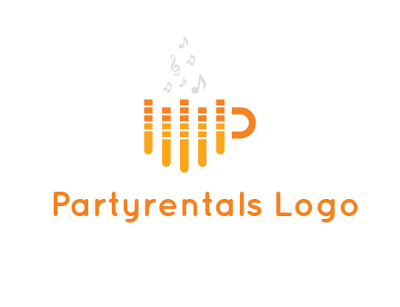 music bars forming coffee cup with notes logo