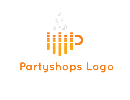 music bars forming coffee cup with notes logo