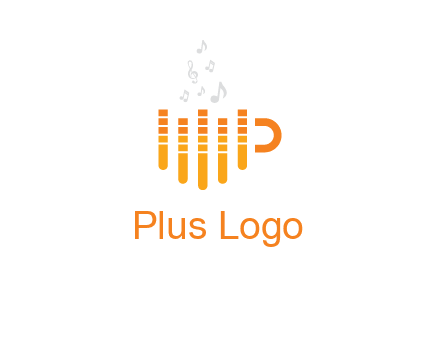 music bars forming coffee cup with notes logo