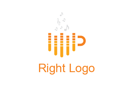 music bars forming coffee cup with notes logo