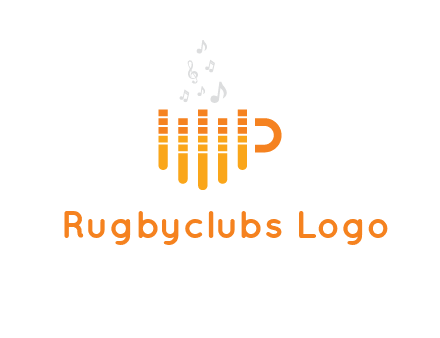 music bars forming coffee cup with notes logo
