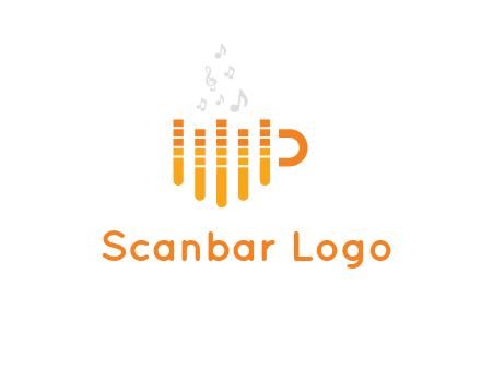 music bars forming coffee cup with notes logo