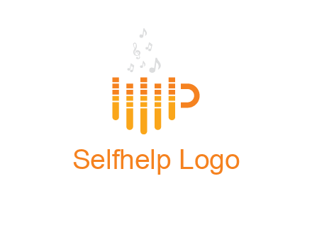 music bars forming coffee cup with notes logo