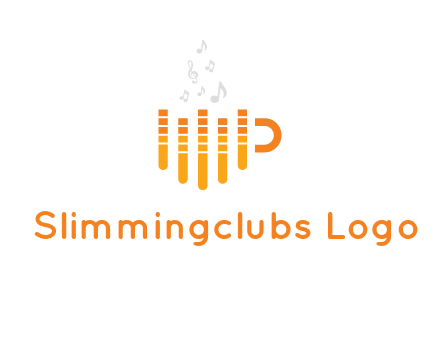 music bars forming coffee cup with notes logo