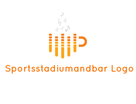 music bars forming coffee cup with notes logo