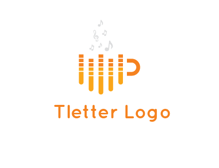 music bars forming coffee cup with notes logo