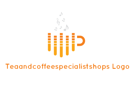music bars forming coffee cup with notes logo