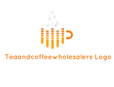 music bars forming coffee cup with notes logo
