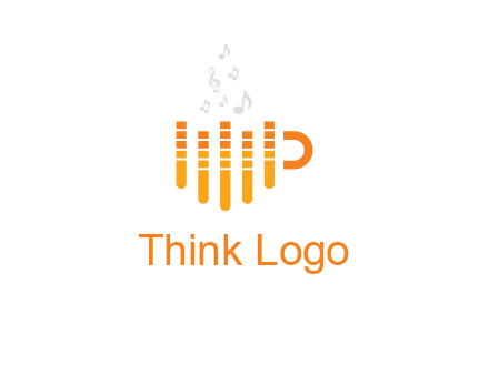 music bars forming coffee cup with notes logo
