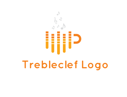 music bars forming coffee cup with notes logo