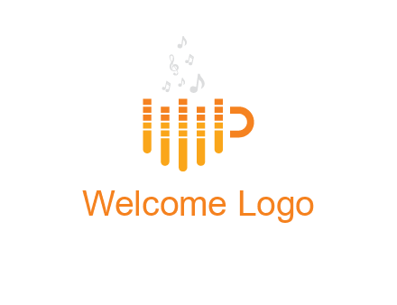 music bars forming coffee cup with notes logo