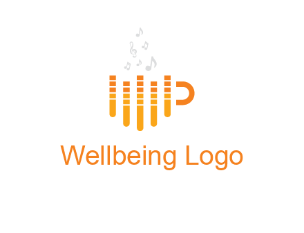 music bars forming coffee cup with notes logo