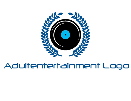 music disk inside laurel wreath logo