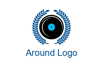 music disk inside laurel wreath logo
