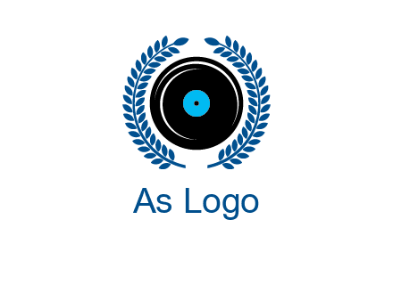 music disk inside laurel wreath logo