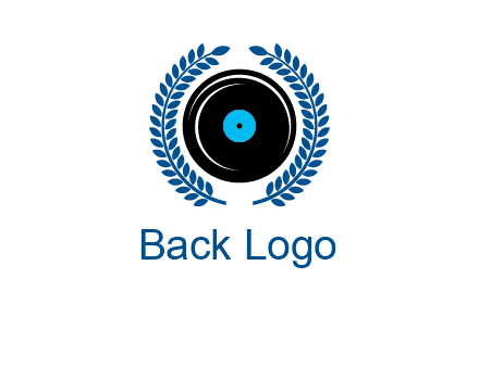 music disk inside laurel wreath logo