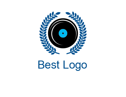 music disk inside laurel wreath logo