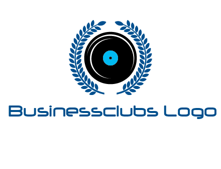 music disk inside laurel wreath logo