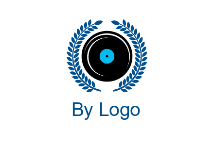 music disk inside laurel wreath logo
