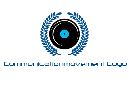 music disk inside laurel wreath logo