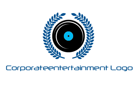 music disk inside laurel wreath logo
