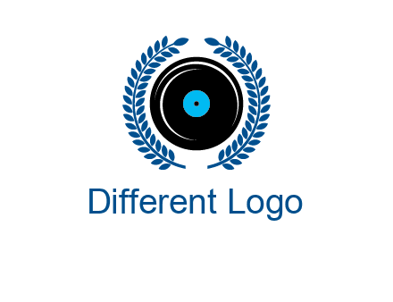 music disk inside laurel wreath logo