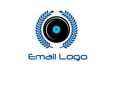 music disk inside laurel wreath logo